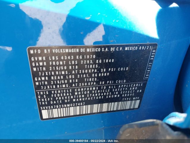 3VVSX7B23NM027467 Volkswagen Taos 1.5t Se