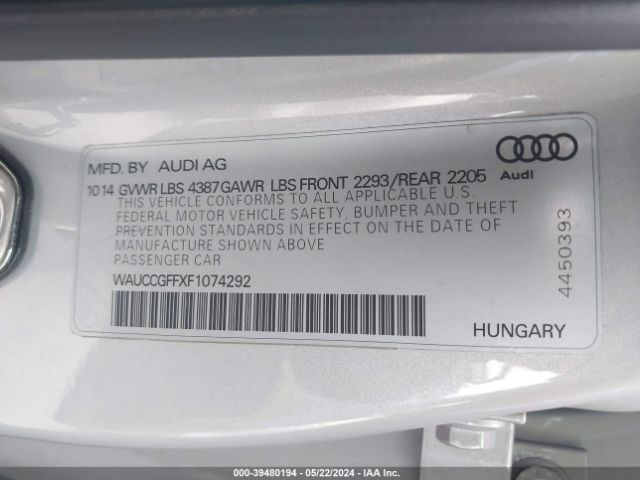 WAUCCGFFXF1074292 Audi A3 1.8t Premium