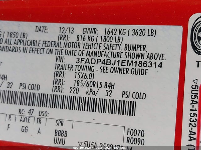 Ford FIESTA SE 2014 3FADP4BJ1EM186314 Image 9
