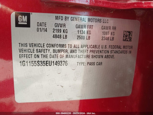 Chevrolet IMPALA 2LZ 2014 1G1155S35EU149376 Image 9