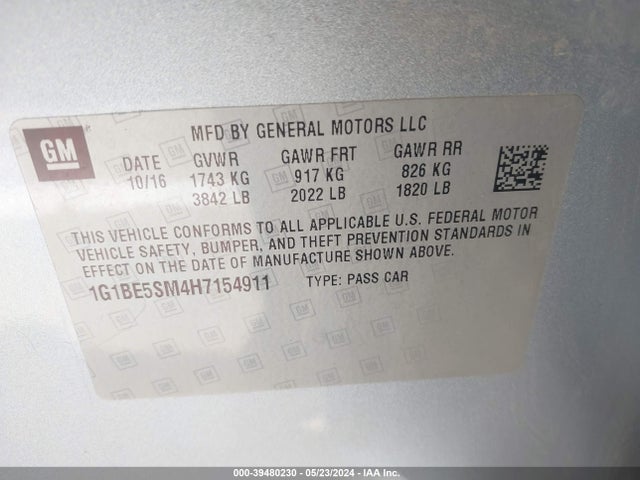 Chevrolet Cruze Lt Auto 2017 1G1BE5SM4H7154911 Image 9