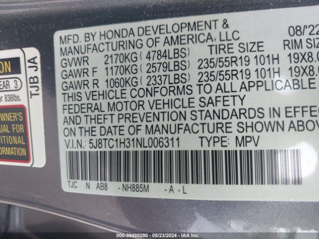 5J8TC1H31NL006311 Acura Rdx Standard