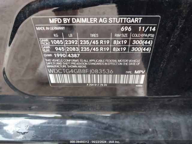WDCTG4GB8FJ083536 Mercedes-Benz Gla 250 4matic