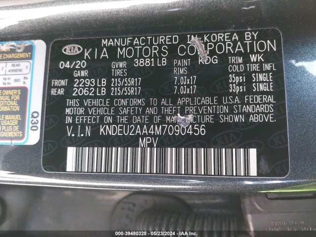 KIA SELTOS S 2021 KNDEU2AA4M7090456 Image 9