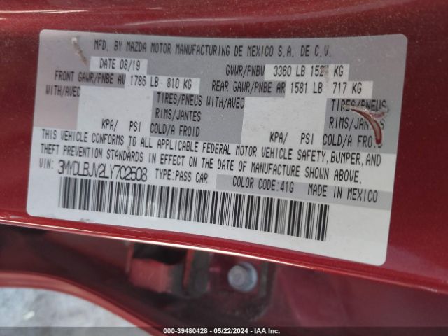 3MYDLBJV2LY702508 Toyota YARIS LE