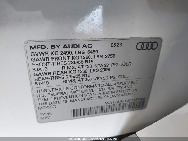 WA1EAAFY2P2150884 Audi Q5 Premium Plus 45 Tfsi S Line Quattro