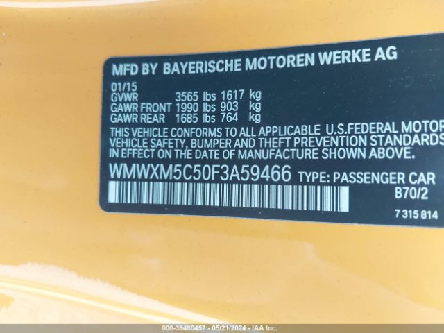 WMWXM5C50F3A59466 Mini Hardtop Cooper