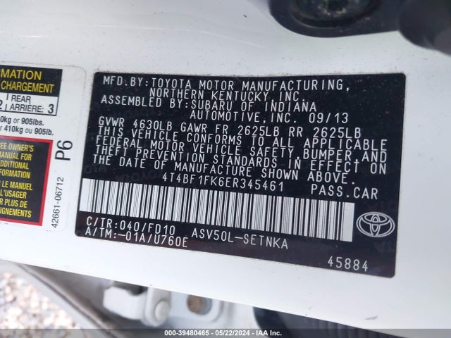 Toyota CAMRY LE 2014 4T4BF1FK6ER345461 Image 9