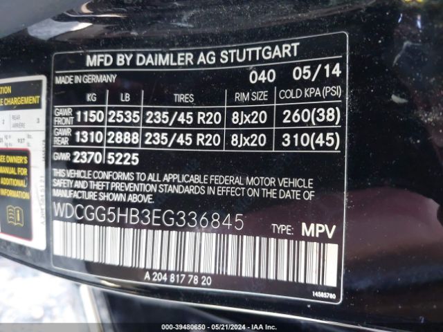 WDCGG5HB3EG336845 Mercedes-Benz GLK 350