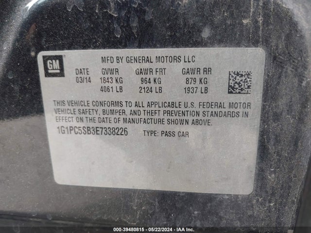 Chevrolet Cruze 1lt Auto 2014 1G1PC5SB3E7338226 Image 9
