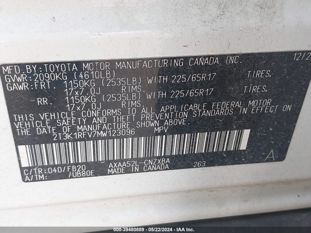 Toyota RAV4 LE 2021 2T3K1RFV7MW123096 Image 9