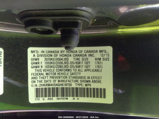 2HKRM4H54GH618700 Honda CR-V EX