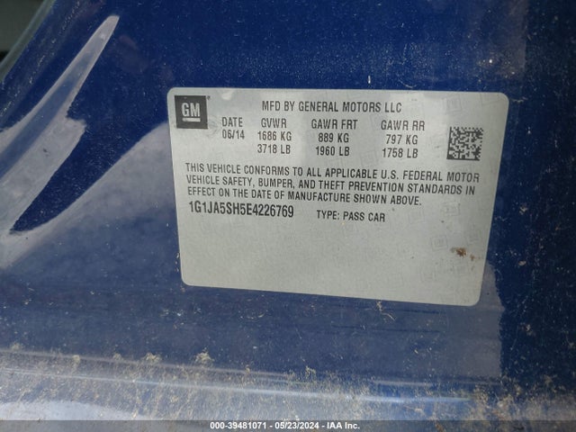 Chevrolet Sonic Ls Auto 2014 1G1JA5SH5E4226769 Image 9