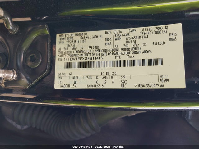 Ford F-150 Xlt 2016 1FTEW1EFXGFB11413 Image 9