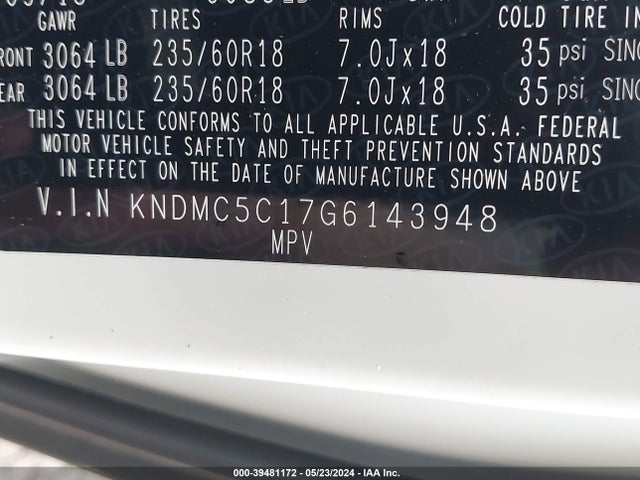 KIA SEDONA EX 2016 KNDMC5C17G6143948 Image 9