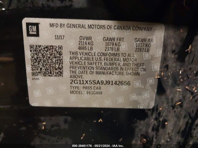 Chevrolet Impala 1fl 2018 2G11X5SA9J9142656 Image 9