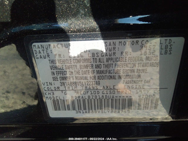 Nissan Sentra S Xtronic Cvt 2020 3N1AB8BV5LY223749 Image 9