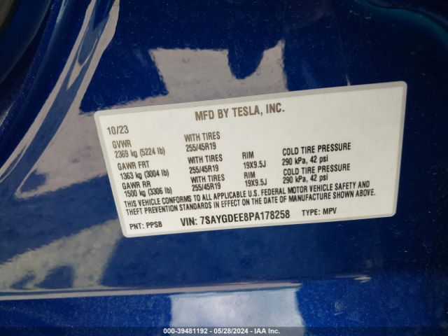 7SAYGDEE8PA178258 Tesla Model Y Awd/long Range Dual Motor All-wheel Drive