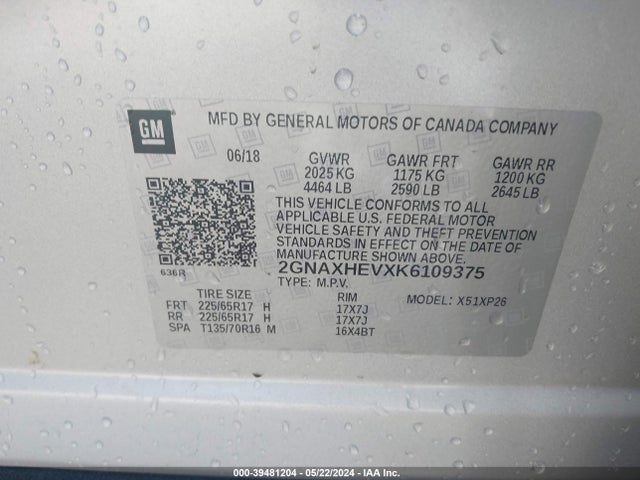 Chevrolet EQUINOX LS 2019 2GNAXHEVXK6109375 Image 9