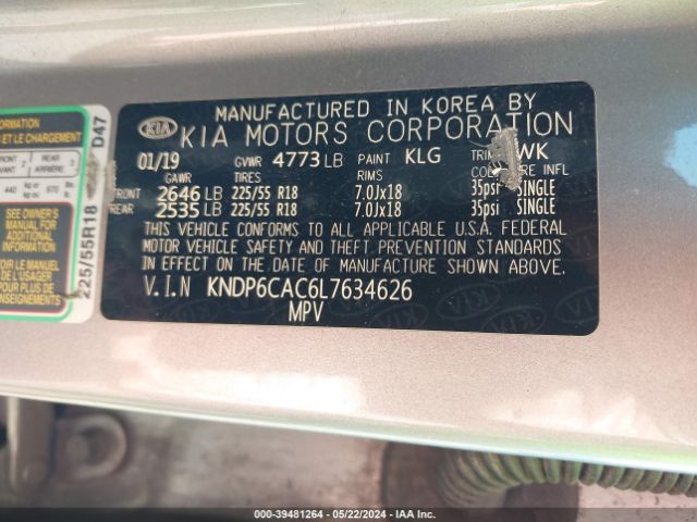 KNDP6CAC6L7634626 KIA SPORTAGE S