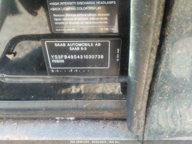 2003 SAAB 9-3 YS3FB49S431030738 Photo 8