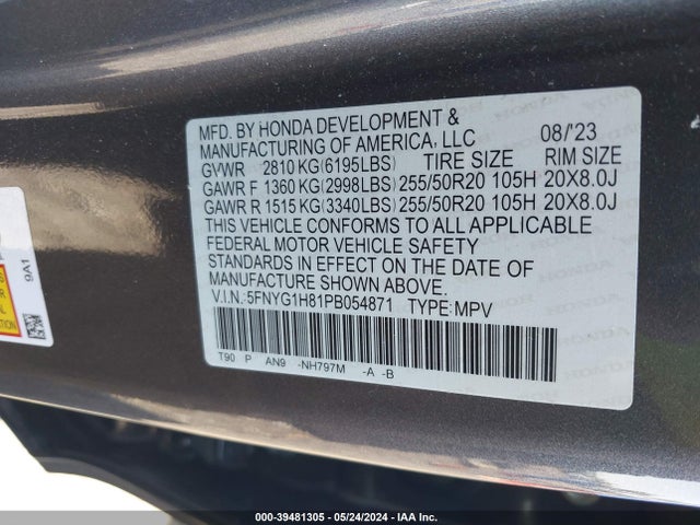 Honda Pilot Awd Elite 2023 5FNYG1H81PB054871 Image 9