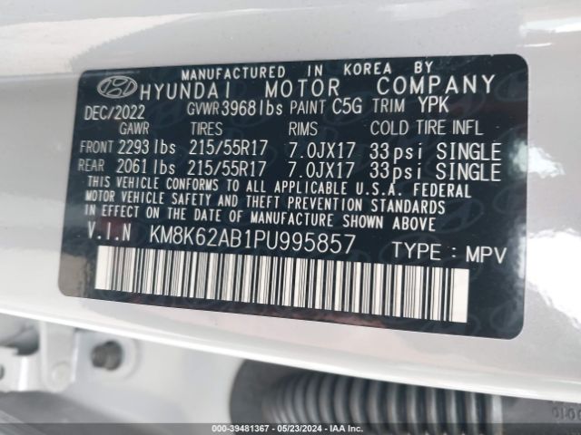 KM8K62AB1PU995857 Hyundai Kona Sel