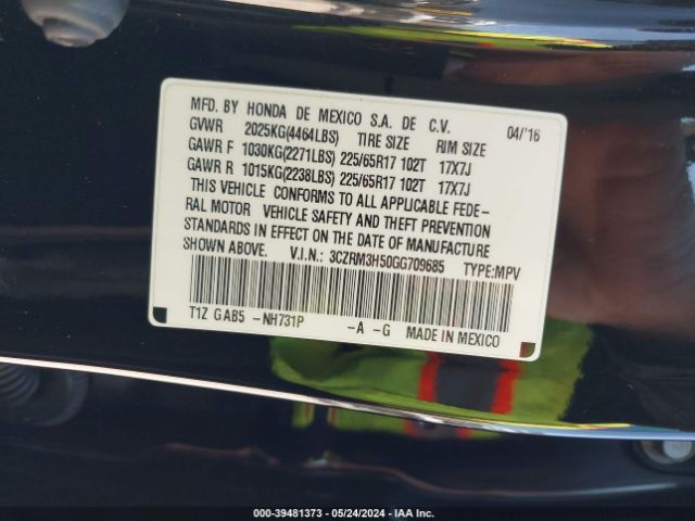 3CZRM3H50GG709685 Honda CR-V EX