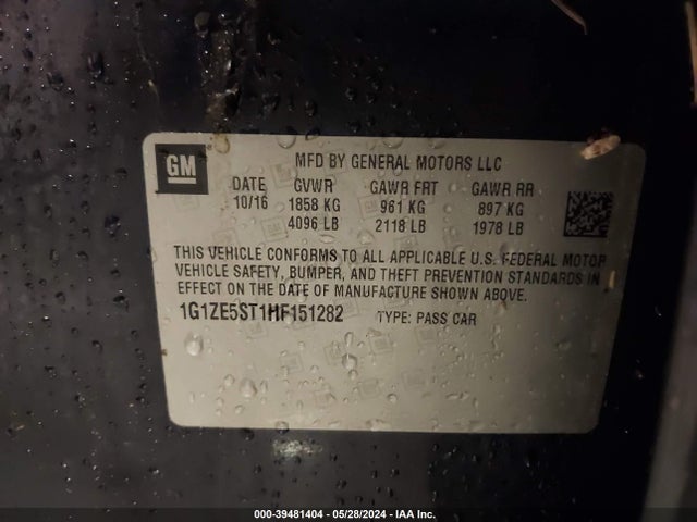 Chevrolet MALIBU 1LT 2017 1G1ZE5ST1HF151282 Image 9