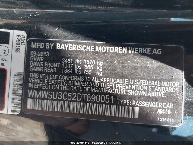 2013 MINI HARDTOP WMWSU3C52DT690051 Photo 8