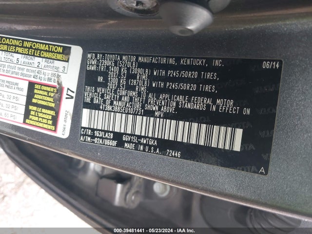 Toyota Venza Limited V6 2014 4T3BK3BB5EU107731 Image 9