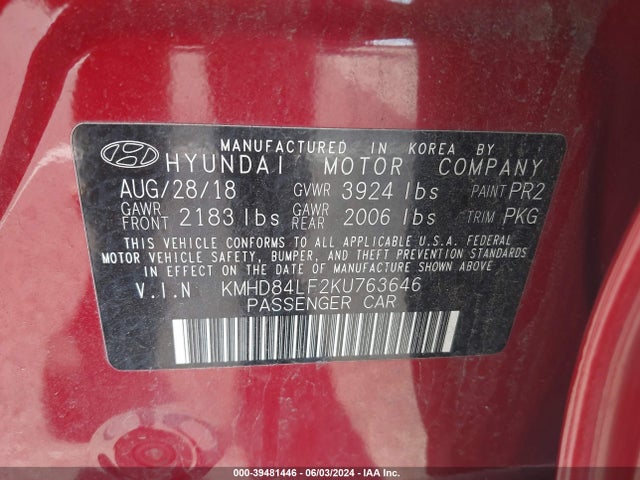 Hyundai Elantra Value Edition 2019 KMHD84LF2KU763646 Image 9