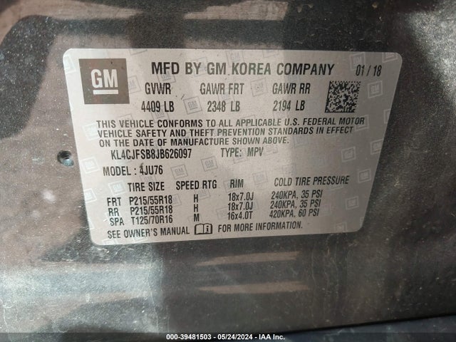 KL4CJFSB8JB626097 Buick Encore Preferred Ii