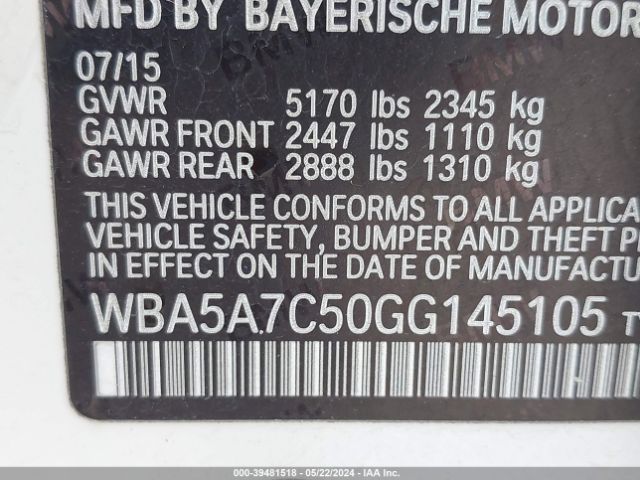 WBA5A7C50GG145105 BMW 528i Xdrive