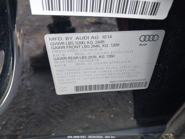 Audi Q5 2.0t Premium 2015 WA1CFAFP4FA060995 Image 9