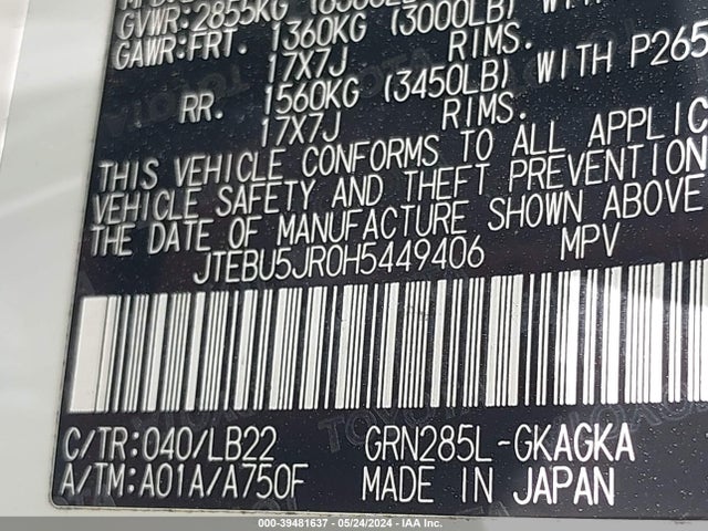 Toyota 4runner Sr5 Premium 2017 JTEBU5JR0H5449406 Image 9