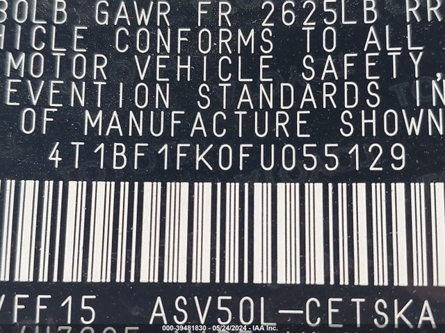 Toyota CAMRY SE 2015 4T1BF1FK0FU055129 Image 9