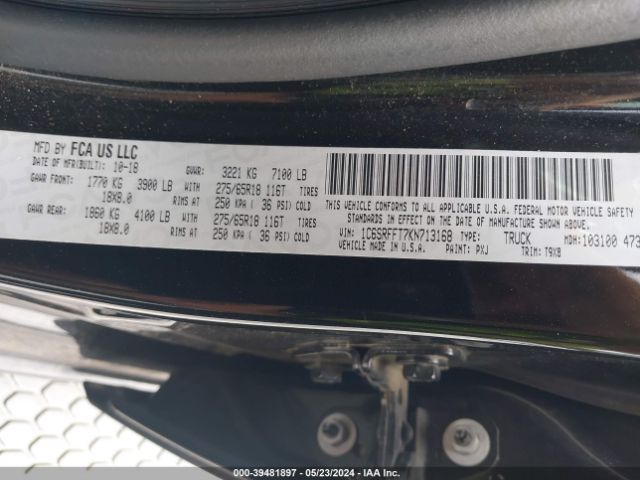 1C6SRFFT7KN713168 RAM 1500 Big Horn/lone Star