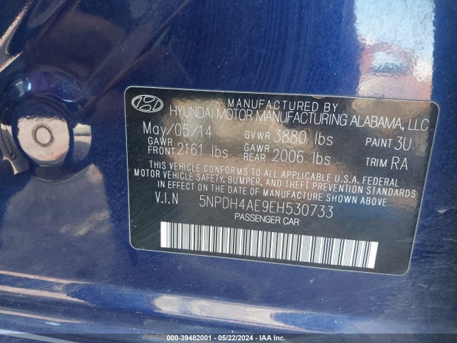 Hyundai ELANTRA SE 2014 5NPDH4AE9EH530733 Image 9