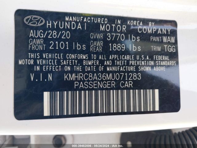 KMHRC8A36MU071283 Hyundai Venue Sel