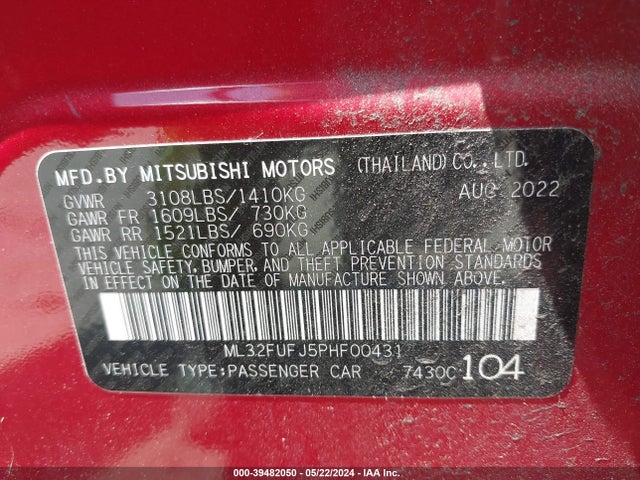 ML32FUFJ5PHF00431 Mitsubishi Mirage G4 Black Edition/es/le
