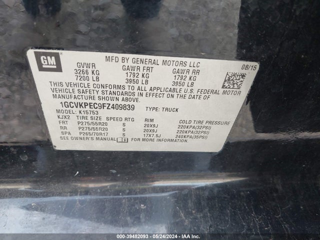 Chevrolet Silverado 1500 Wt 2015 1GCVKPEC9FZ409839 Image 9