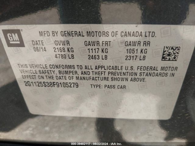 2G1125S38F9105279 Chevrolet Impala 2lt