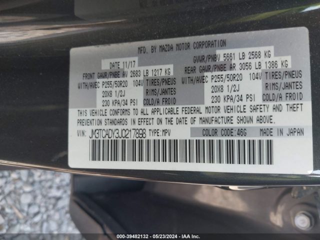JM3TCADY3J0217898 Mazda Cx-9 Grand Touring