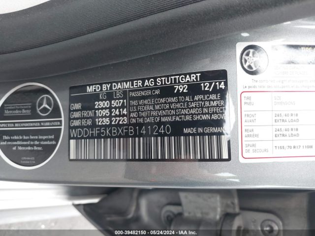 WDDHF5KBXFB141240 Mercedes-Benz E 350