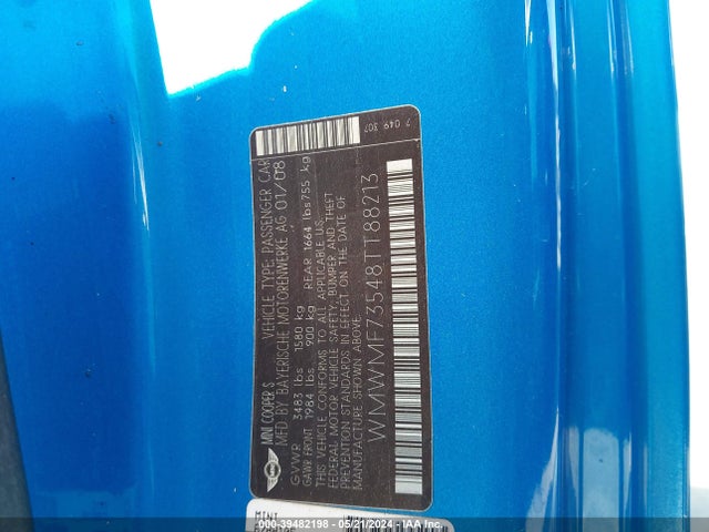 2008 MINI COOPER S WMWMF73548TT88213 Photo 8