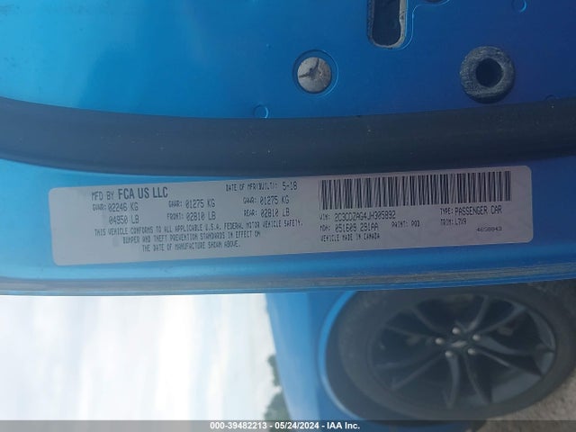 Dodge Challenger Sxt 2018 2C3CDZAG4JH305892 Image 9