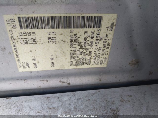 1N4AA6AP2JC394963 Nissan Maxima 3.5 Sv
