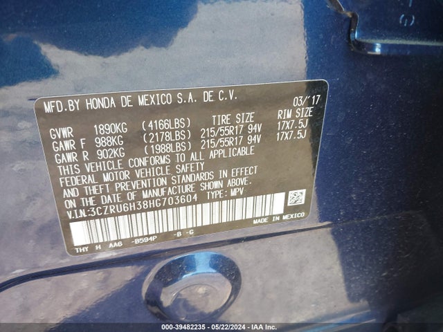 Honda HR-V LX 2017 3CZRU6H38HG703604 Image 9