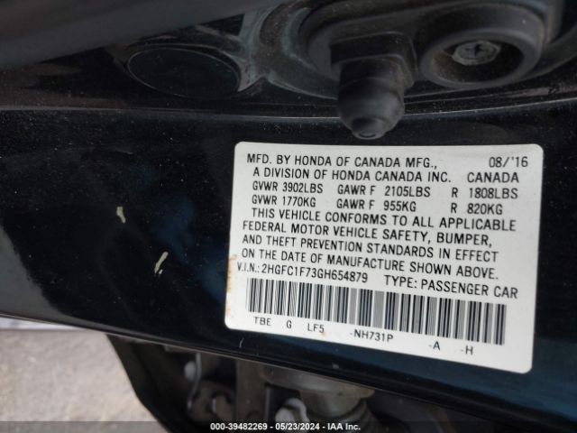 2HGFC1F73GH654879 Honda Civic Ex-l